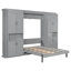 Lit escamotable pleine grandeur avec rangement, panneau de fibres à densité moyenne gris bois, lit moderne