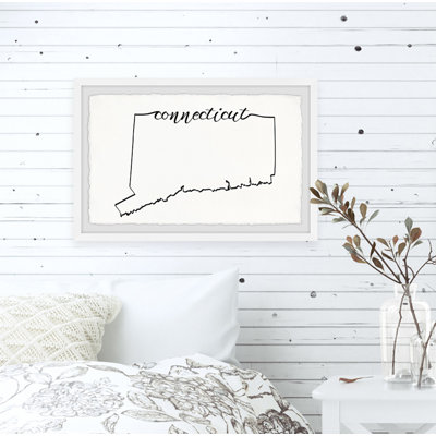 Connecticut Map Outline - Cadre photo, impression d'art textuel sur papier