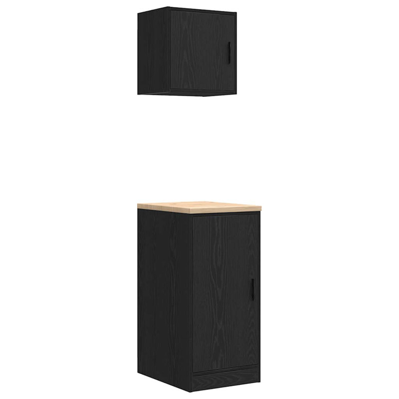 Garage Cabinets 2 Pcs Engineered Wood, Black