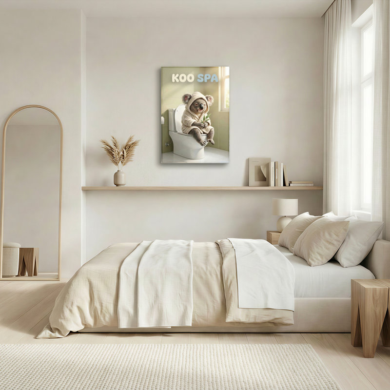 Koala en peignoir sur les toilettes - Toile tendue - Paquet de 1, H 30 po x l 20 po