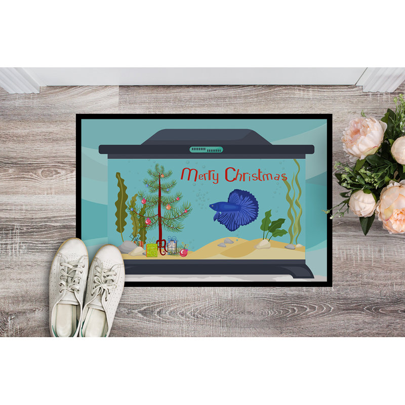 Tapis d'entrée antidérapant Insta, Poisson combattant super delta, 18" W x 27" L