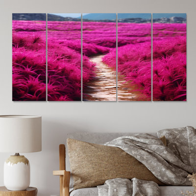 Fushia Blooming Abstraction II - ensemble de décorations murales florales en métal