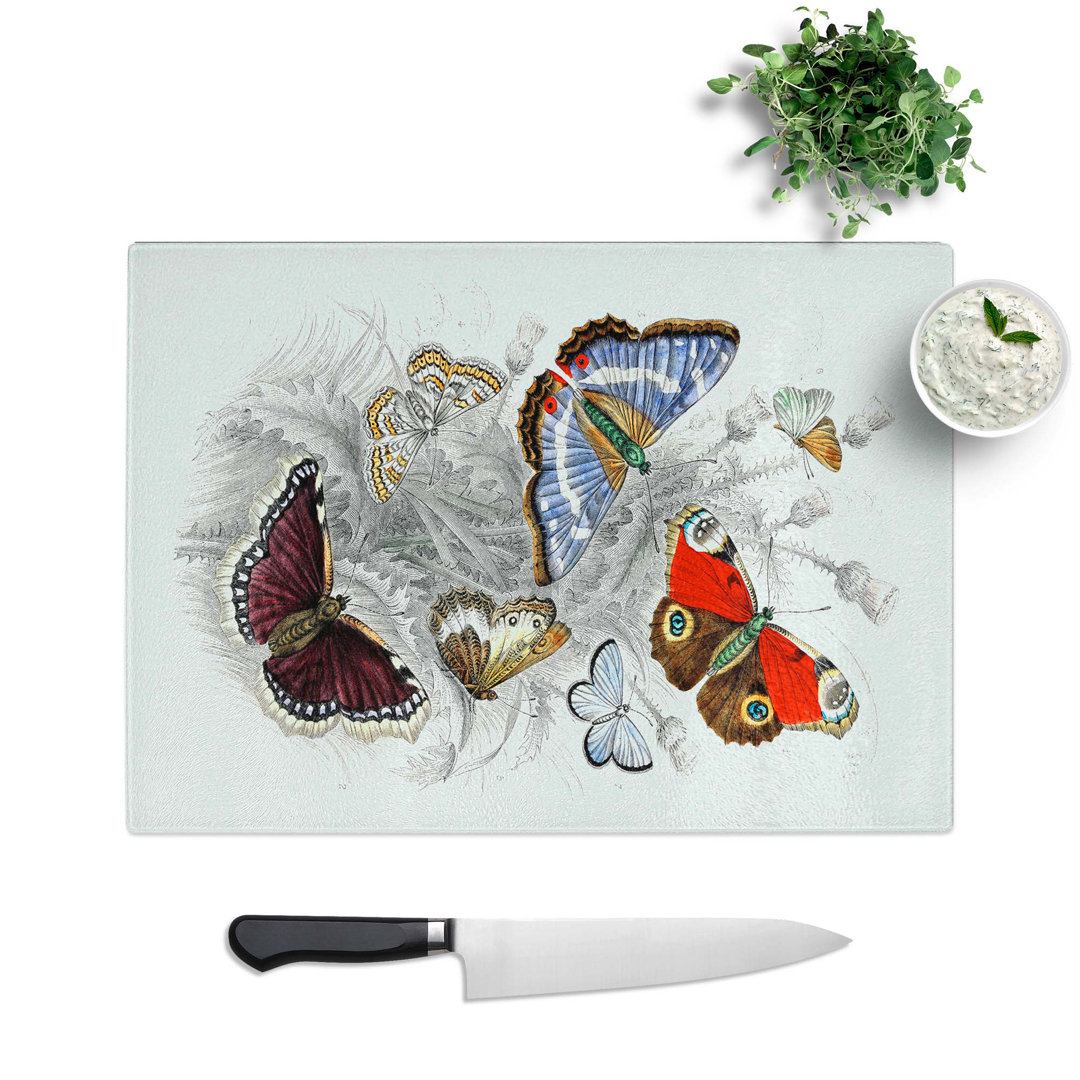Tempered Glass Assortment of Butterflies Pl. 69 Chopping Board