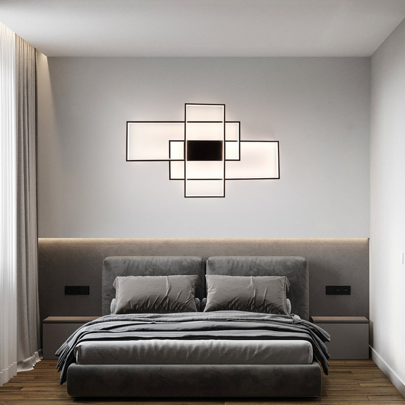 3 - Light Aluminum LED Dimmable Flush Mounted Sconce, Black