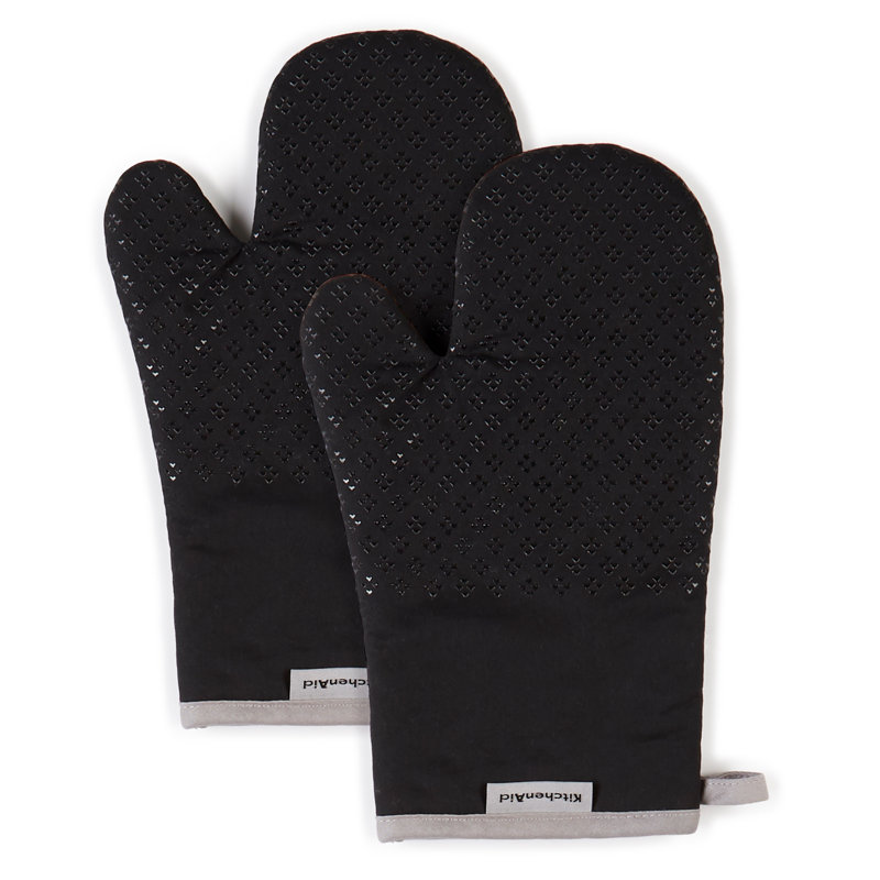 KitchenAid Asteroid Solid Textured Oven Mitt, Black