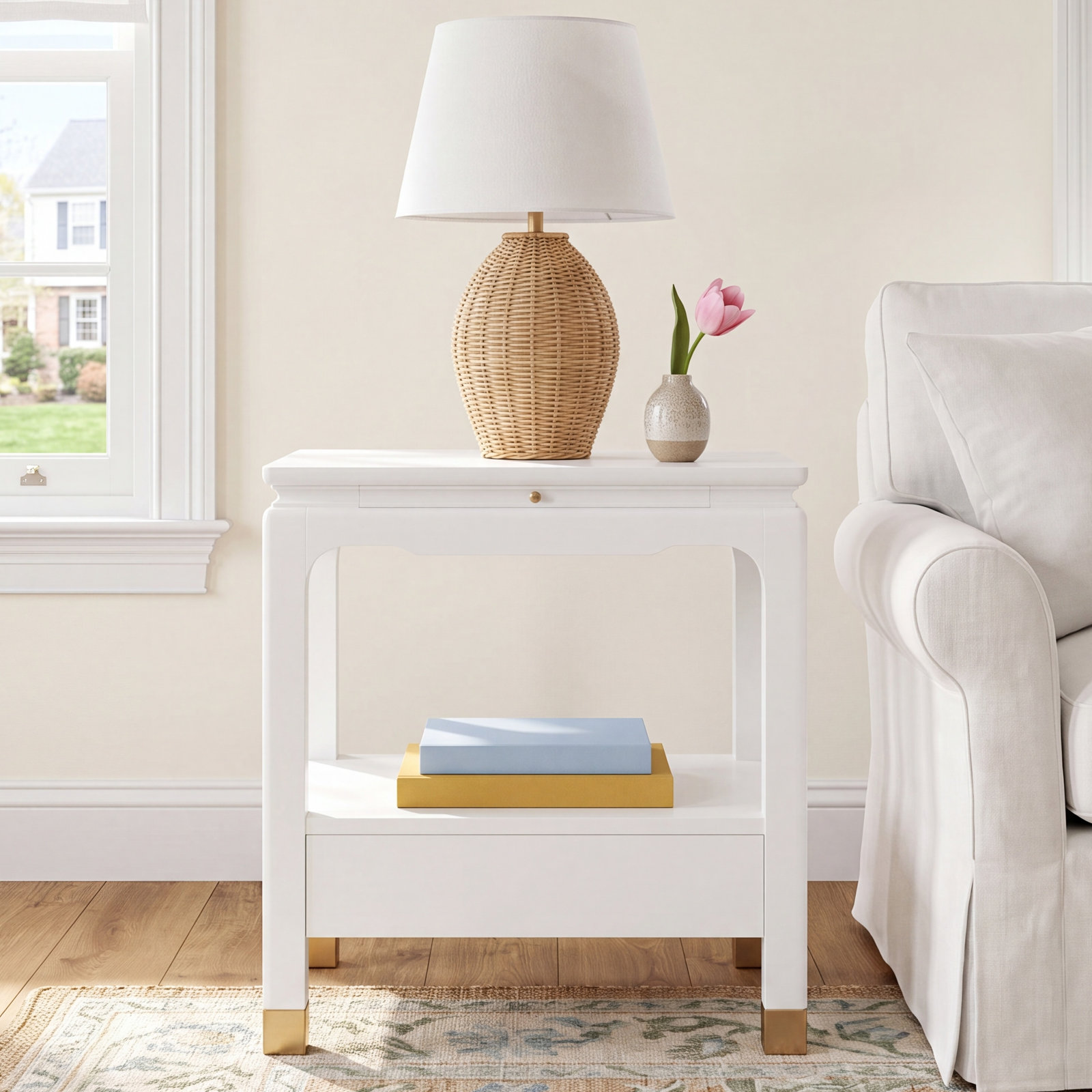 Eave Bedside Table, White