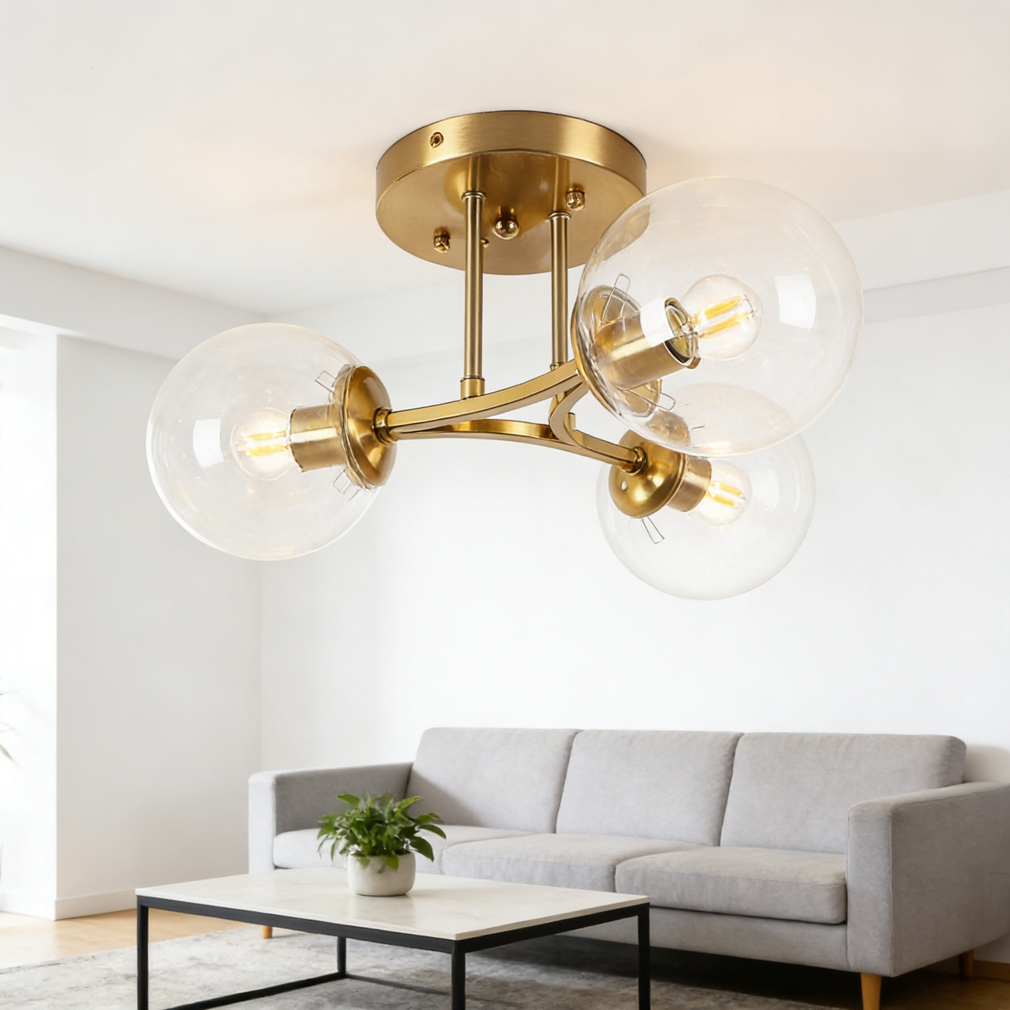 Everly Quinn Mid Century Modern Semi Flush Mount Ceiling Light Fixture