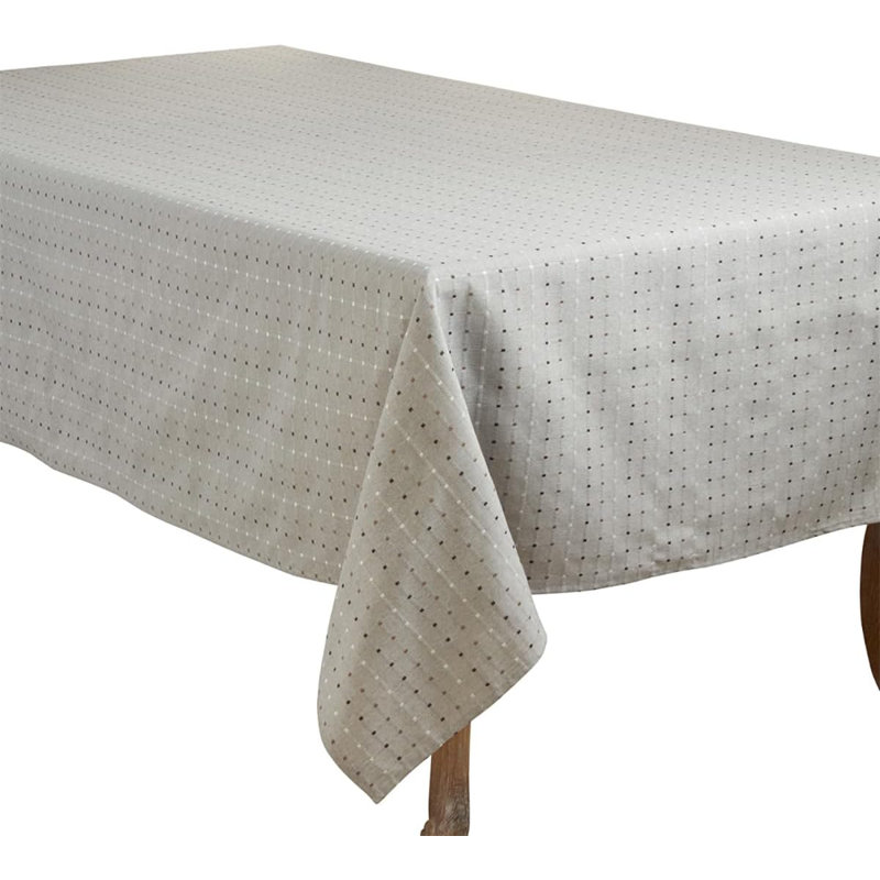 Grey Elegant Stitched Line Cotton Blend Tablecloth 70" X 70", 70" Square