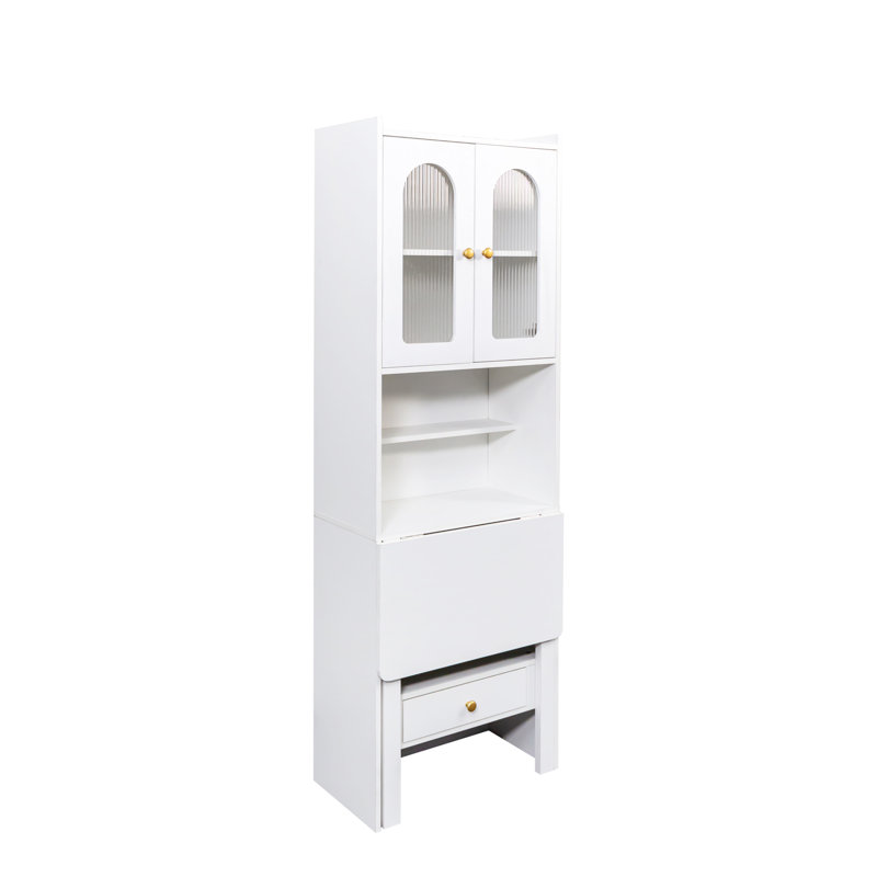 Bureau d'écriture pliable avec bibliothèque, Blanc