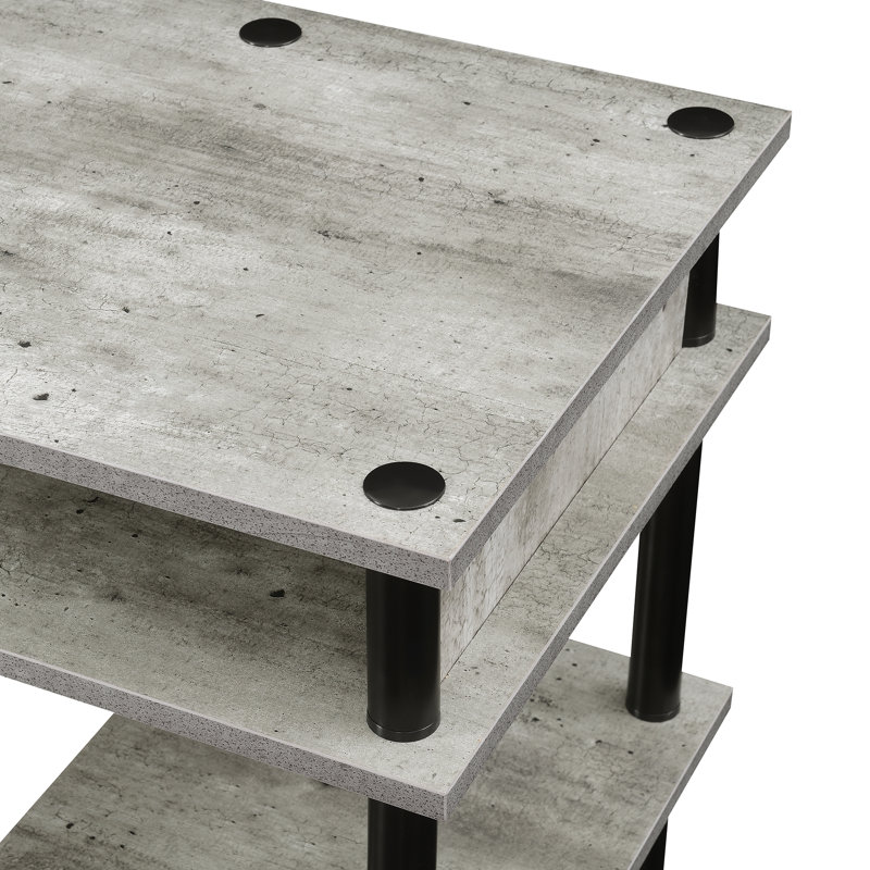 Edwin No Tools Writing Desk with Shelves, Faux Birch/Black Poles