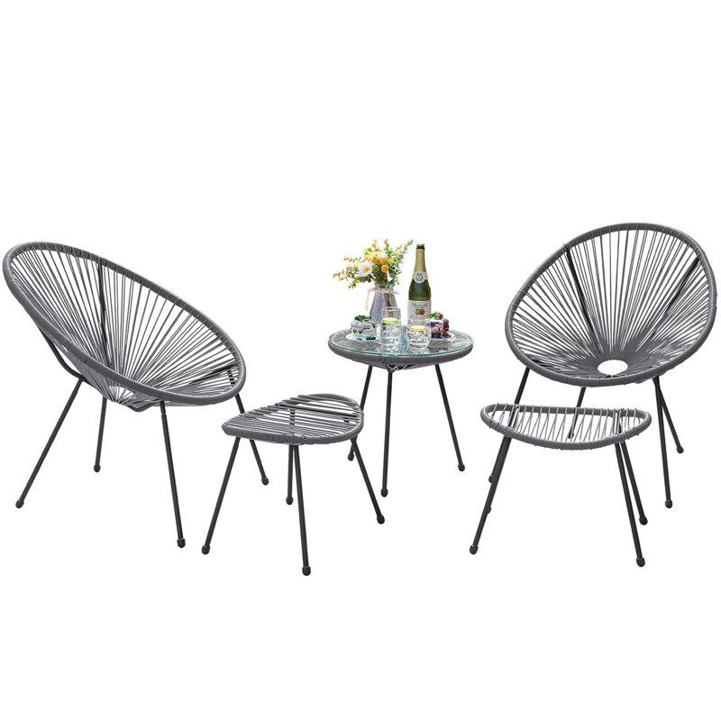 Chaises de patio pour l'extérieur 5 pièces Bauko, Gris
