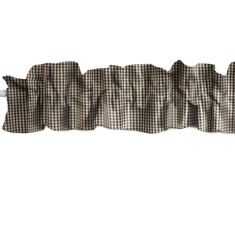 Cantonnière à carreaux Gingham, L 144 po x L 9 po, Brun