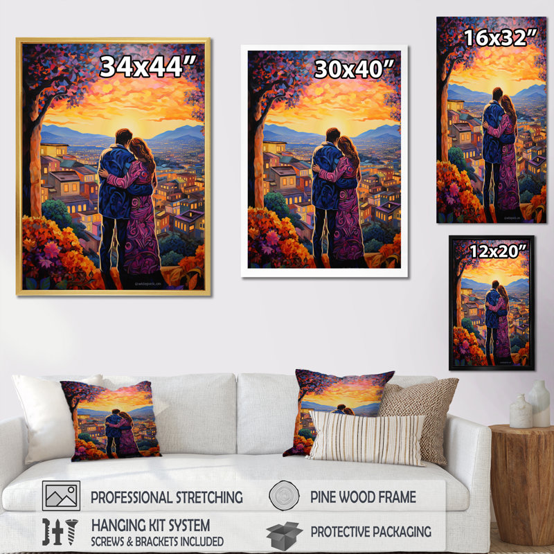Loral " Romantic Couple Landscape Enveloped In Garden ", H 20 po x l 12 po x P 1 po, Toile tendue