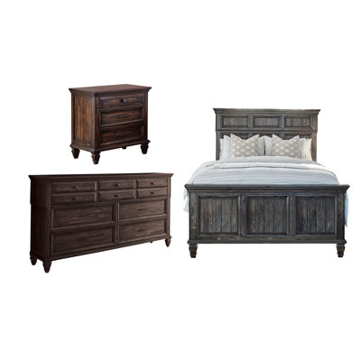 Serra Weathered Burnished Brown 3-Piece Bedroom Set with Dresser -  CDecor Home Furnishings, 222808Q-S3DR