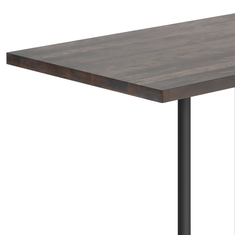 Plateau de table rectangulaire en bois massif avec base en X, H 42 po x L 48 po x l 30 po, Bois brun foncé, Noir