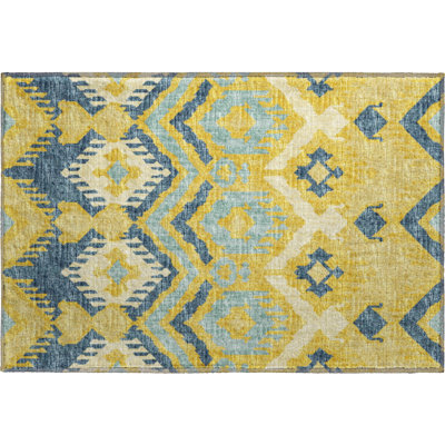Premium Machine Washable Alliah AMF108 Yellow Rug