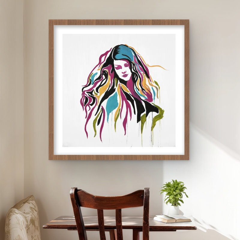 «Woman Graffiti Art», impression encadrée rétro rose