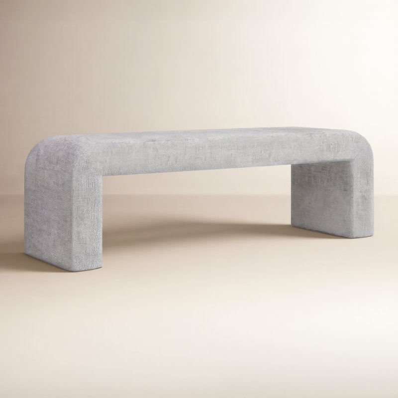 Banc rembourré mortrick, H 19 po x l 60 po x P 18 po, Microsuède gris Gwen
