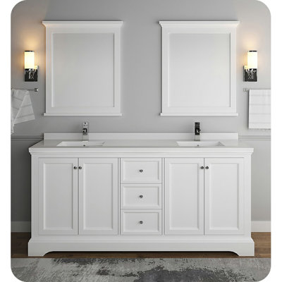 Red Barrel StudioÂ® Windsor 72"" Free-Standing Double Sink Bathroom Vanity Base Only -  Fresca, FCB2472WHM