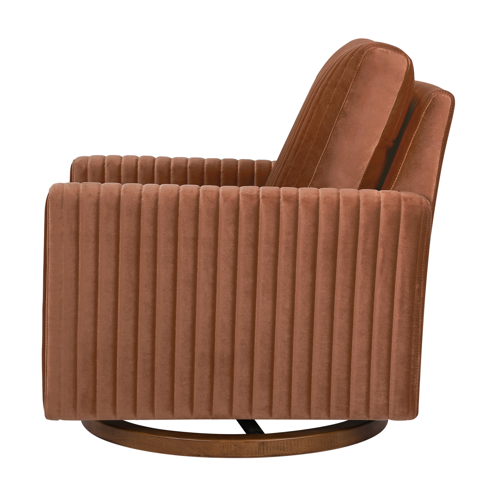Poe Channeled Swivel Glider, Rust Velvet