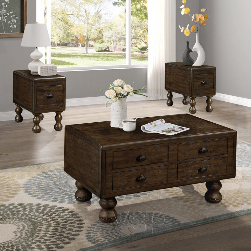 Table d'appoint avec tiroir, Brun antique