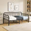 Structure de lit de jour en métal pour lit simple pour chambre à coucher, lit plateforme à lattes en acier robuste avec rangement sous le lit, sans sommier tapissier, noir