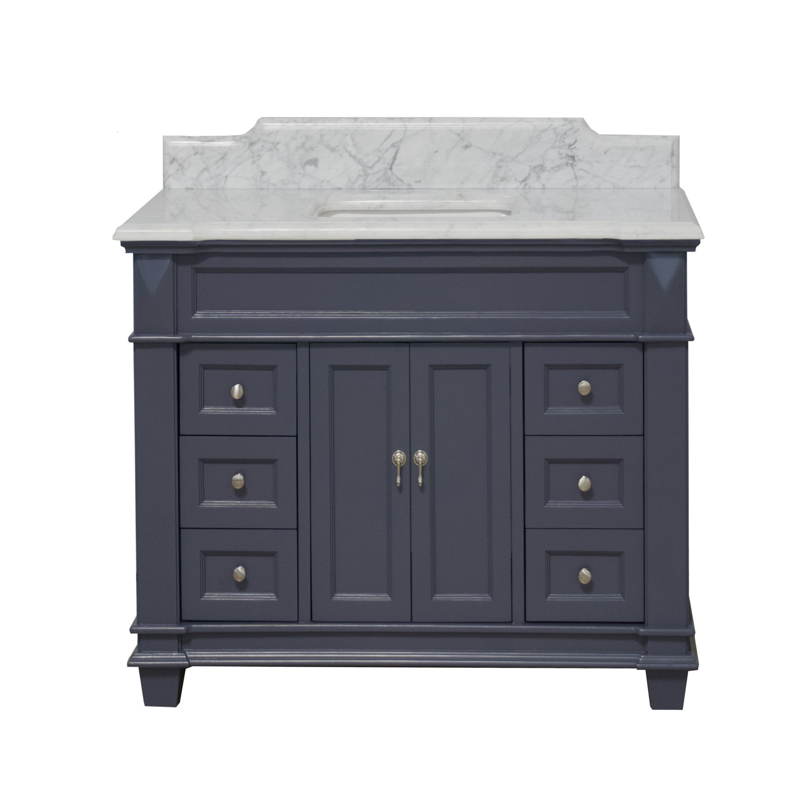 Ensa 48'' Single Bathroom Vanity, Carrara Marble, Marine Gray