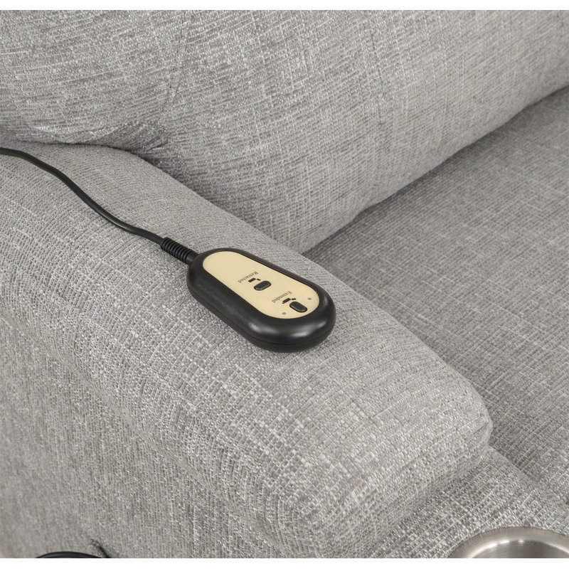 Fauteuil inclinable en chenille gris clair avec lève-personne électrique et massage