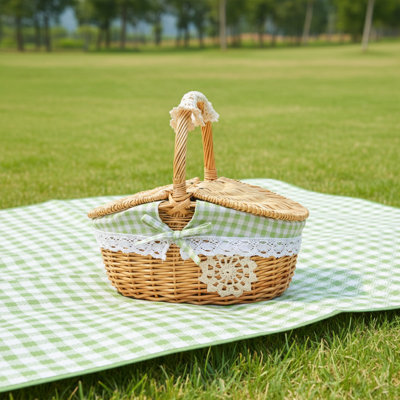 Panier de rangement ovale en saule avec couvercle Panier de rangement pour fruits et légumes fait à la main