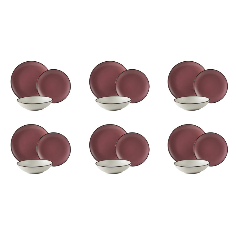 Moon 18 Piece Ceramic Dinnerware Set - Service for 6, Pink