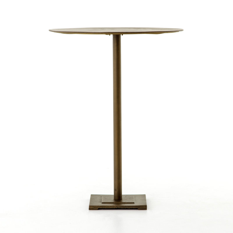 Fannin Round Dining Table, 41.5" H x 32" L x 32" W, Acid Etched Aged Brass