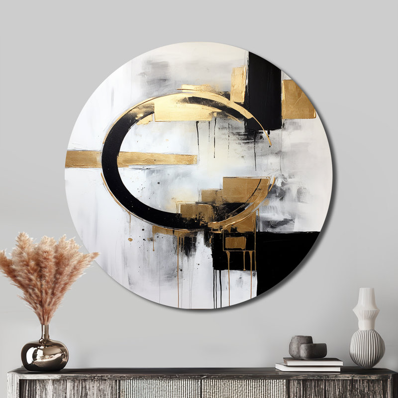 Elliott - Art abstrait rond en métal, H 16 po x l 16 po