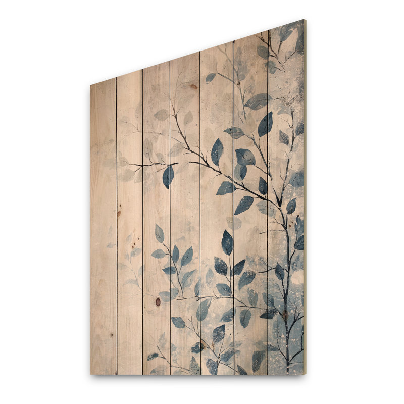 Branches, laissez dans la neige II - feuilles, art mural en bois sur bois de pin naturel, H 44 po x l 34 po