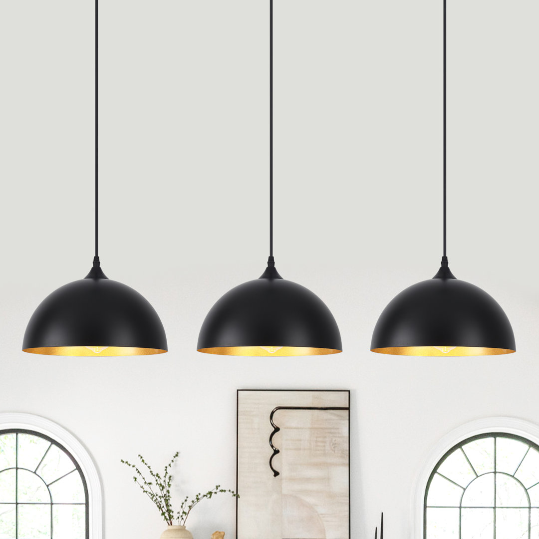 3 - Light 11.81'' Dome Pendant for Kitchen Island Modern Pendant Lighting Fixtures (3 Pack)  Ebern Designs 
