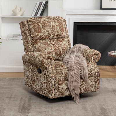 33" Wide Manual Upholstered Swivel Rocker Recliner