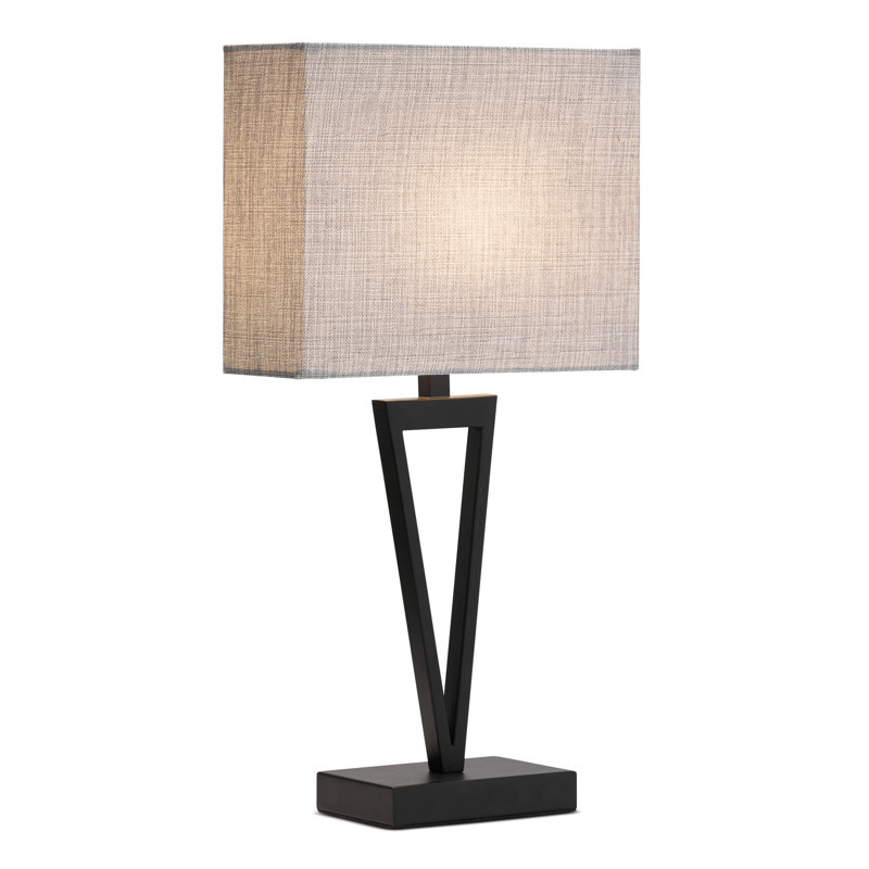 Airianna 49.5cm Rectangle Slimline Table Lamp, Grey, Black