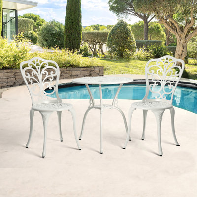 Best Choice Products 3-Piece Outdoor Rust-Resistant Cast Aluminum Patio Bistro Set White
