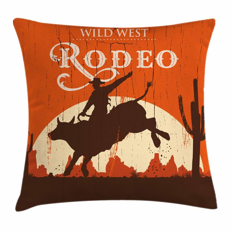 Horse Rodeo Pillow Cover Western Rodeo Horse with Cowboy Watercolor Art  Cushion Cover Throw Pillow Case Decoration American Retro Style