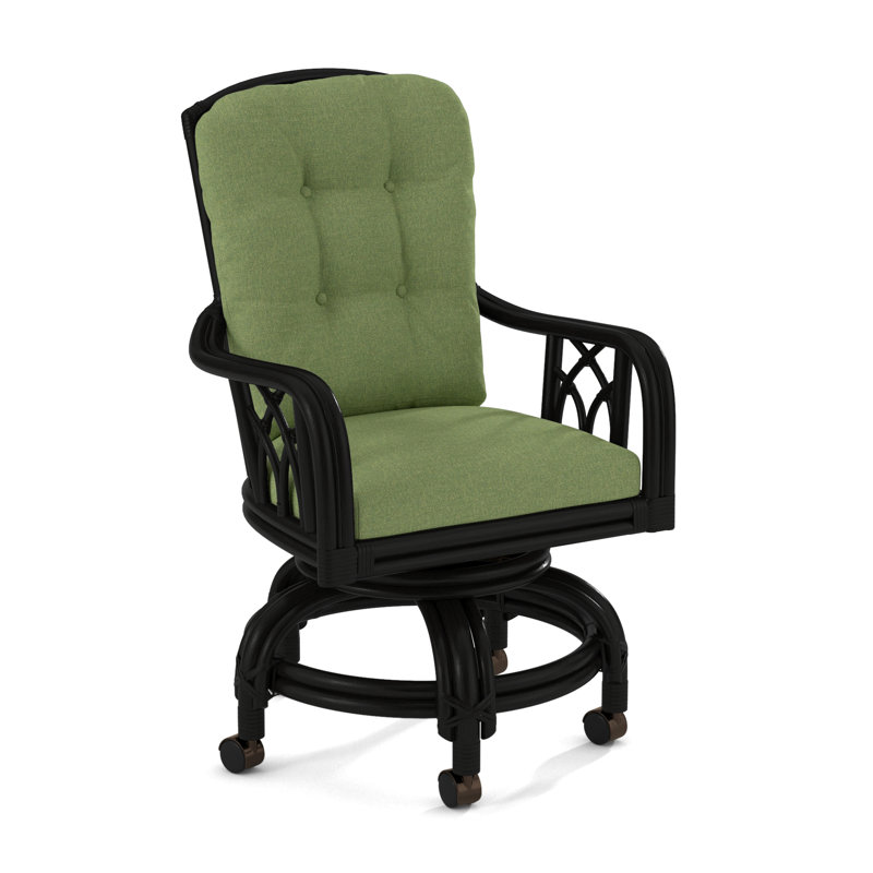 Edgewater Castered Arm Chair, Black, White Performance Fabric; 0851-94
