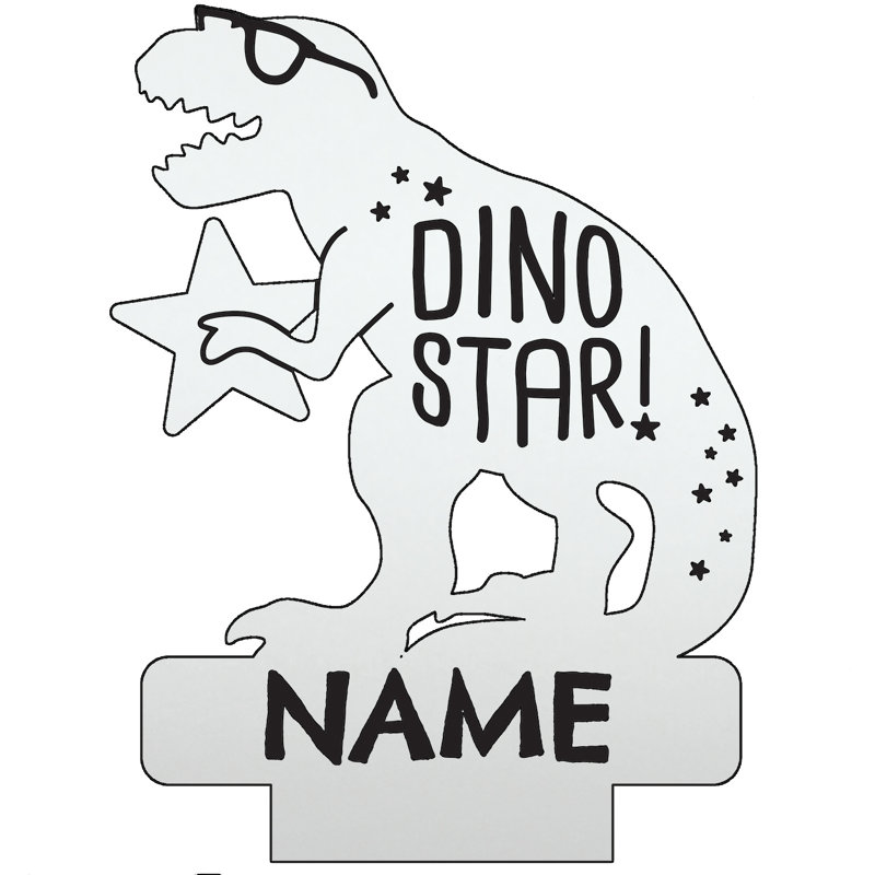 Dino Star LED Night Light with Custom Name Laser Engraved on Acrylic Design Insert