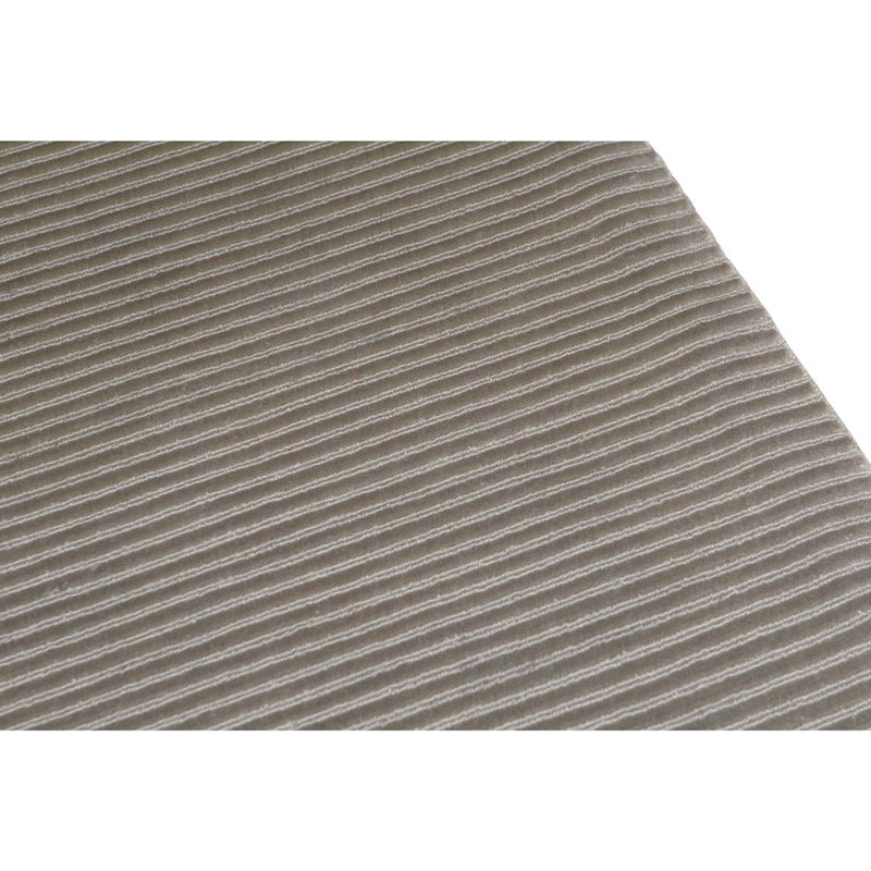 Tapis rayé gris / gris clair en laine / coton noué à la main 3 pi x 5 pi 2 po
