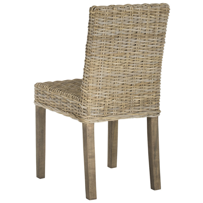 Natural Rattan and Mango Wood Dining Side Chair Set