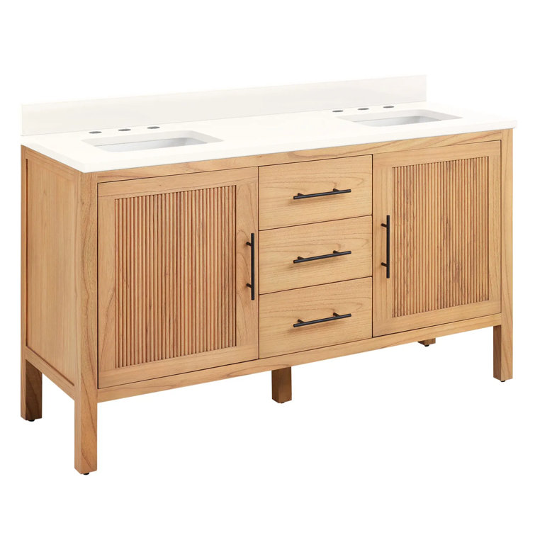 60" Ayanna Double Bathroom Vanity Set with Rectangular Undermount Sinks