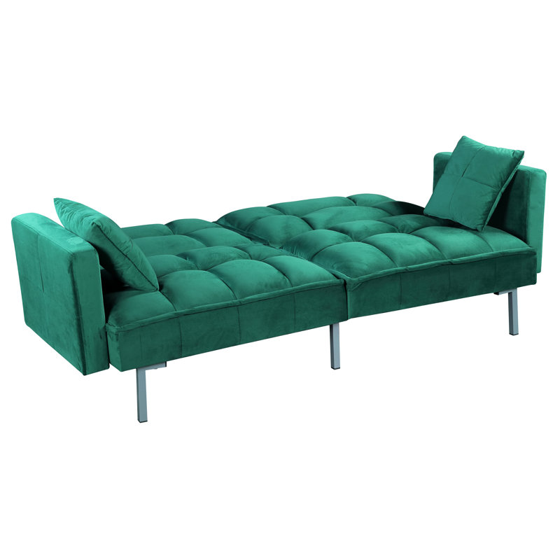 Mackayla 75.6'' Upholstered Tufted Convertible Sofa, Green