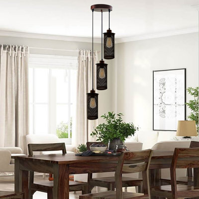 Eemil 3 - Light Rustic Red Cluster Pendant