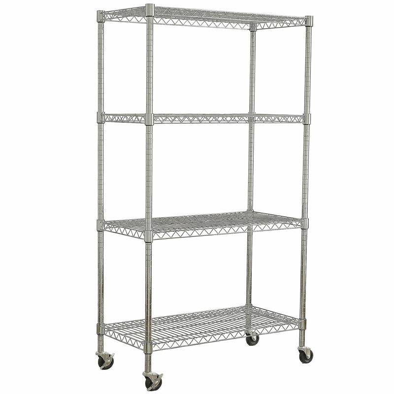 Étagères grillagées robustes à 4 niveaux réglables - supports de rangement en métal résistant à la rouille pour la cuisine, le garage, la salle de bain et le garde-manger (P 35,44 po x l 17,72 po x H 63 po)