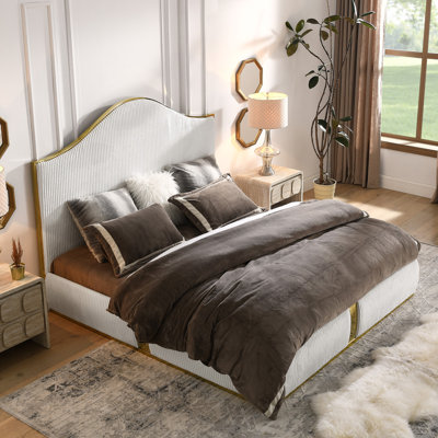 Corduroy Upholstered King Size Bed -  Everly Quinn, E8D32ADB0CC744299B4DE21CEEBD6960