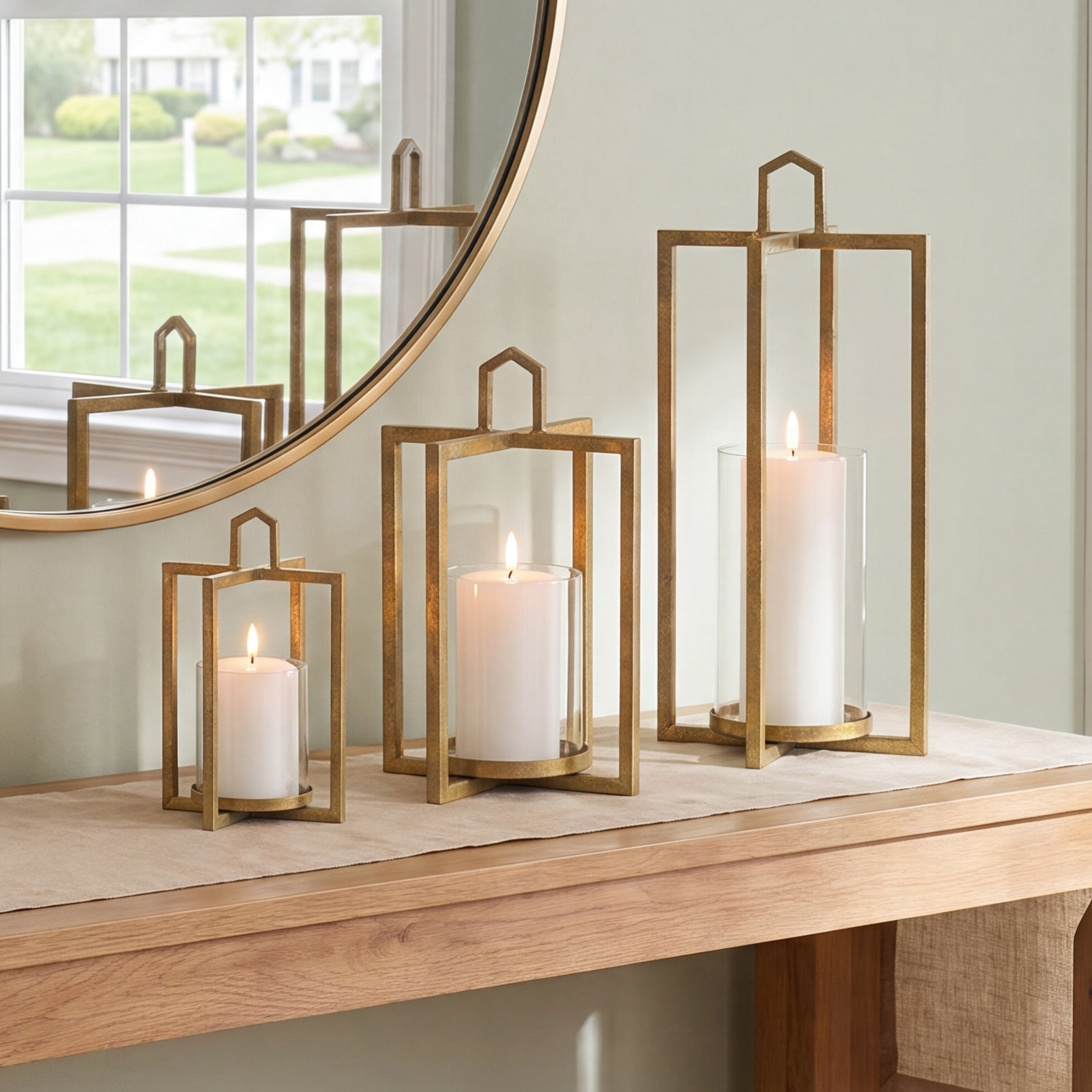 3-Piece Metal Lantern Holder Set