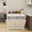 Armoire de cuisine - Blanc, deux tiroirs, compartiments, intérieur pour îlot de cuisine au design élégant
