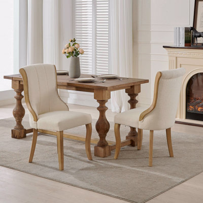 Ensemble de 2 chaises de salle à manger en velours de neige de style moderne Mid-Century avec pieds en bois massif
